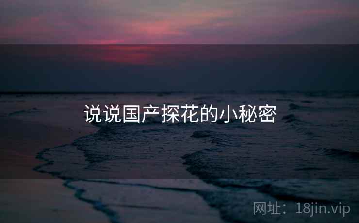 说说国产探花的小秘密